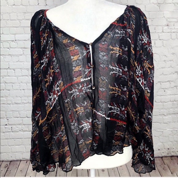 Free People Tops - FREE PEOPLE  / sheer boho bell sleeves blouse
